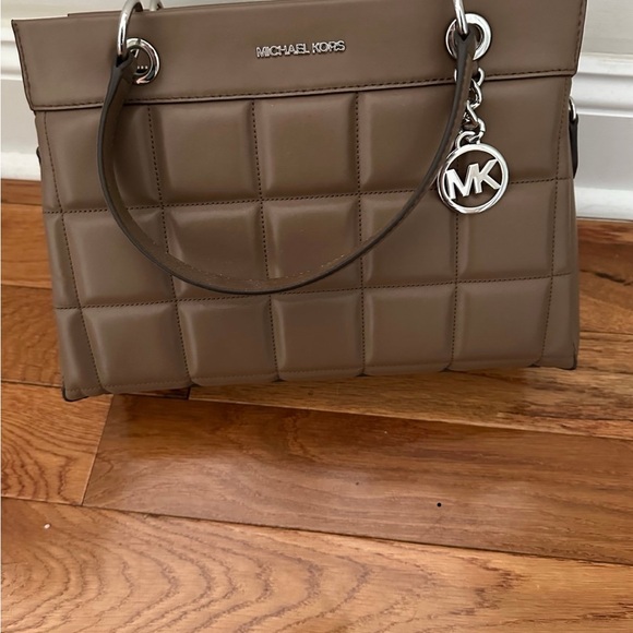 Michael Kors Taupe Quilted Satchel